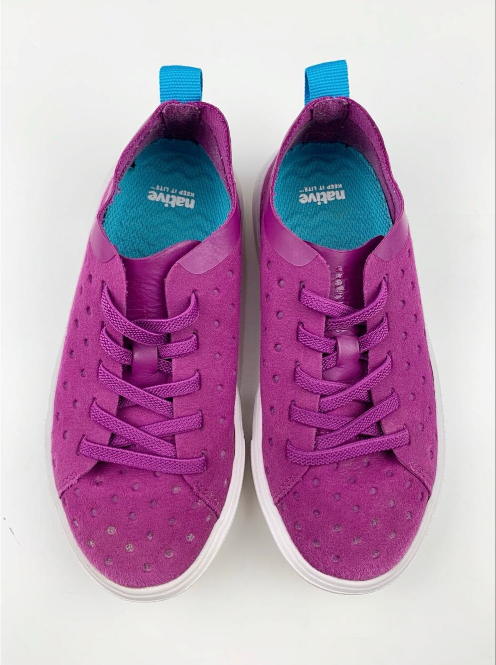 Native Kids Monaco Low Top Sneakers Purple Lace Up Lightweight Shoes Size 11